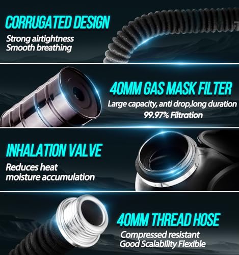 Full Face Gas Mask Respirator with 40mm Activated Carbon Filter W492915