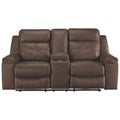 Coffee Reclining Loveseat with Console W69911