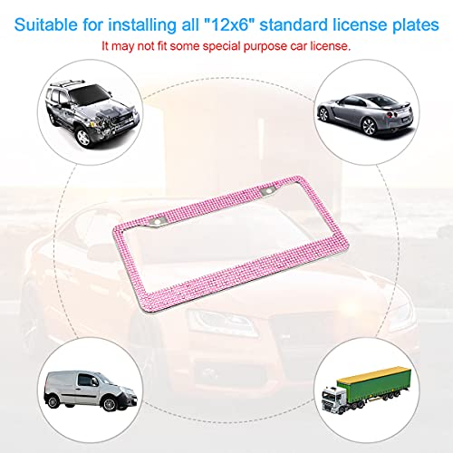 2 Hole Stainless Steel Crystal Diamond License Plate Frame A451898