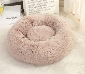 Grey Round Plush Pet Bed W851605