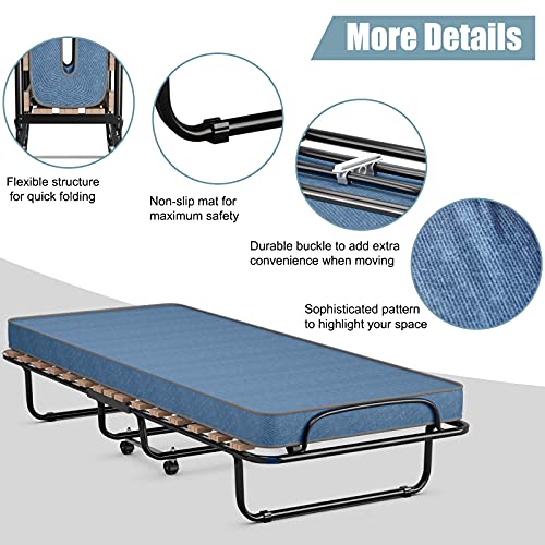 Blue Folding Bed with 3" Mattress N2291