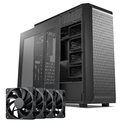 Black Mid Tower Computer Case with 4x120mm Fans T860631