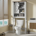 White Over The Toilet Storage Cabinet with Adjustable Shelves & Sliding Barn Doors T744233