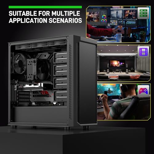 Black Mid Tower Computer Case with 4x120mm Fans T860631