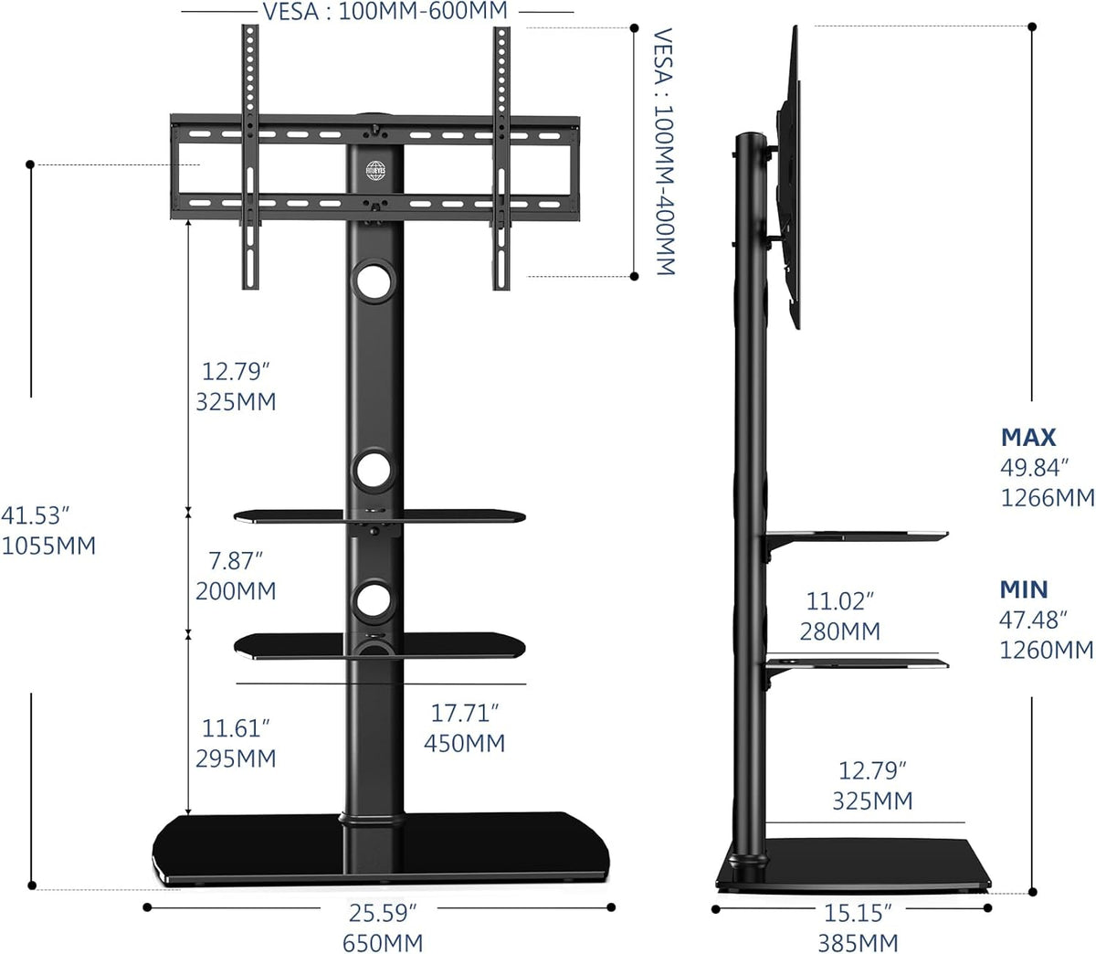 Black Tempered Glass TV Stand H67978