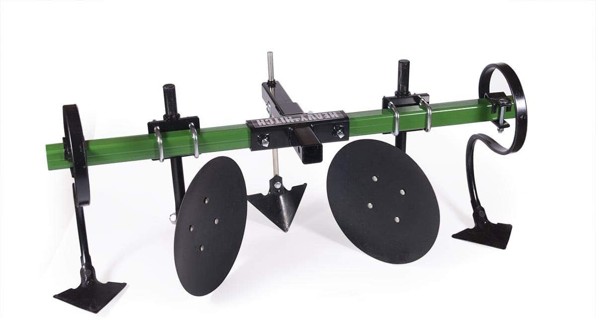 Green Powdercoated Disc Cultivator Garden Bedder Attachment with S-Tines and Row Maker Insert W607407