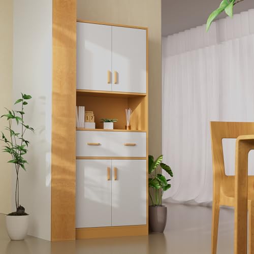 70" Tall Wooden Kitchen Pantry Cabinet with Doors and Drawer S2762