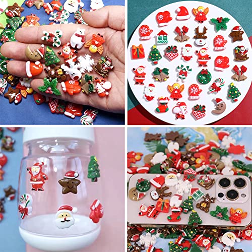 100pcs Christmas Slime Flatback Charms, Assorted Craft Resin Ornaments Miniature Ornaments Set R329
