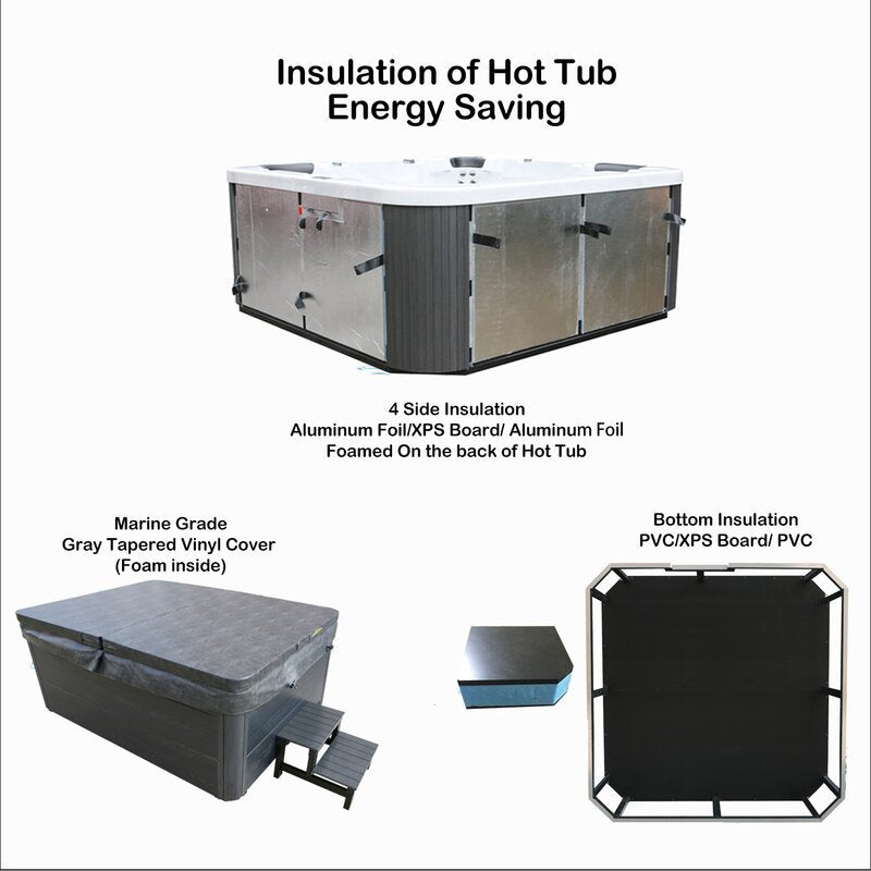 Grey Oak 3-Person Rectangular Acrylic Hot Tub X352327