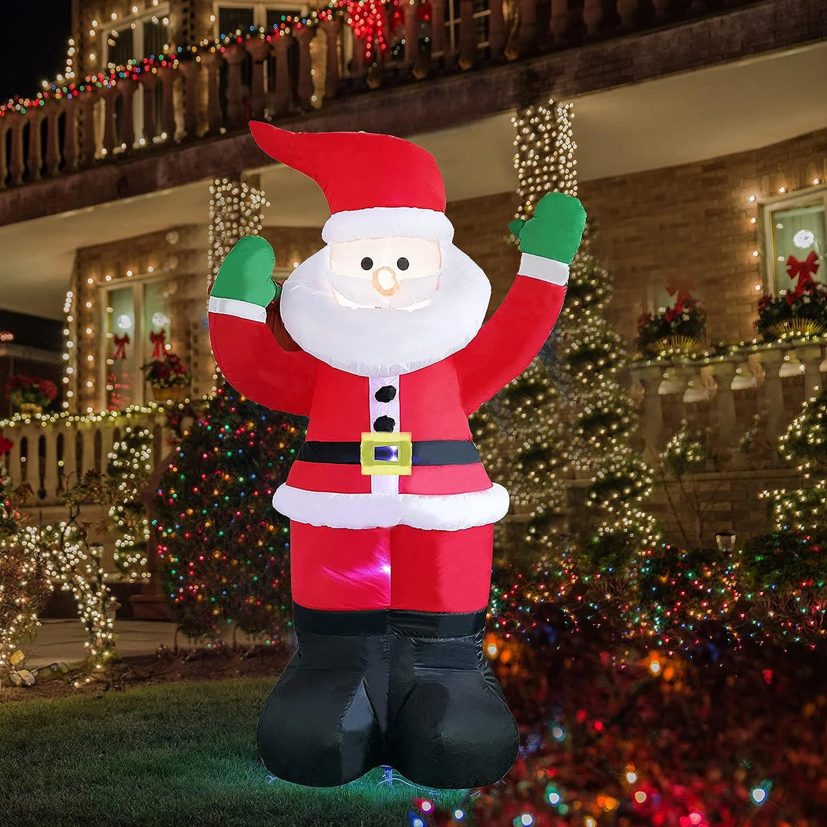 6Ft Christmas Inflatable Santa Claus with LED Lights B9356