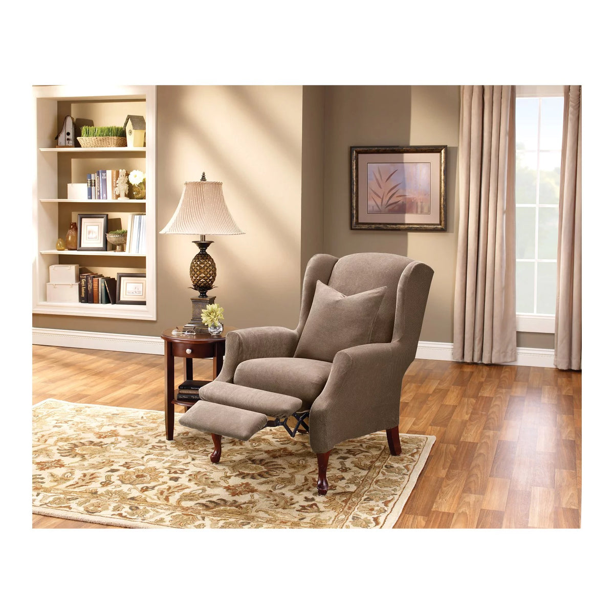 Taupe Two-Piece Wing Recliner Cover L235