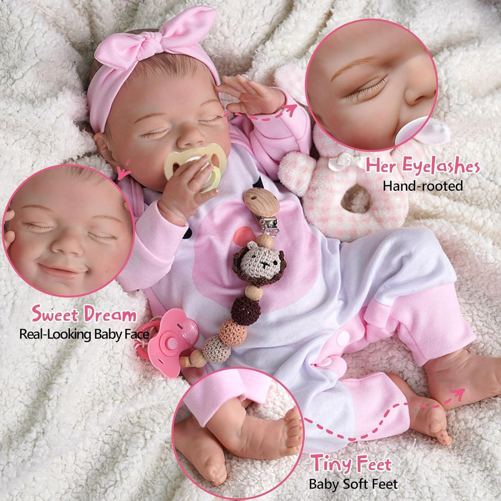 20 Inch Soft Body Realistic Baby Doll with Clothes Accessories Feeding Kit V529
