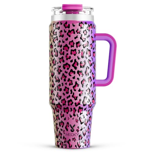 40 oz Insulated Stainless Steel Tumbler with Handle and Straw C97796