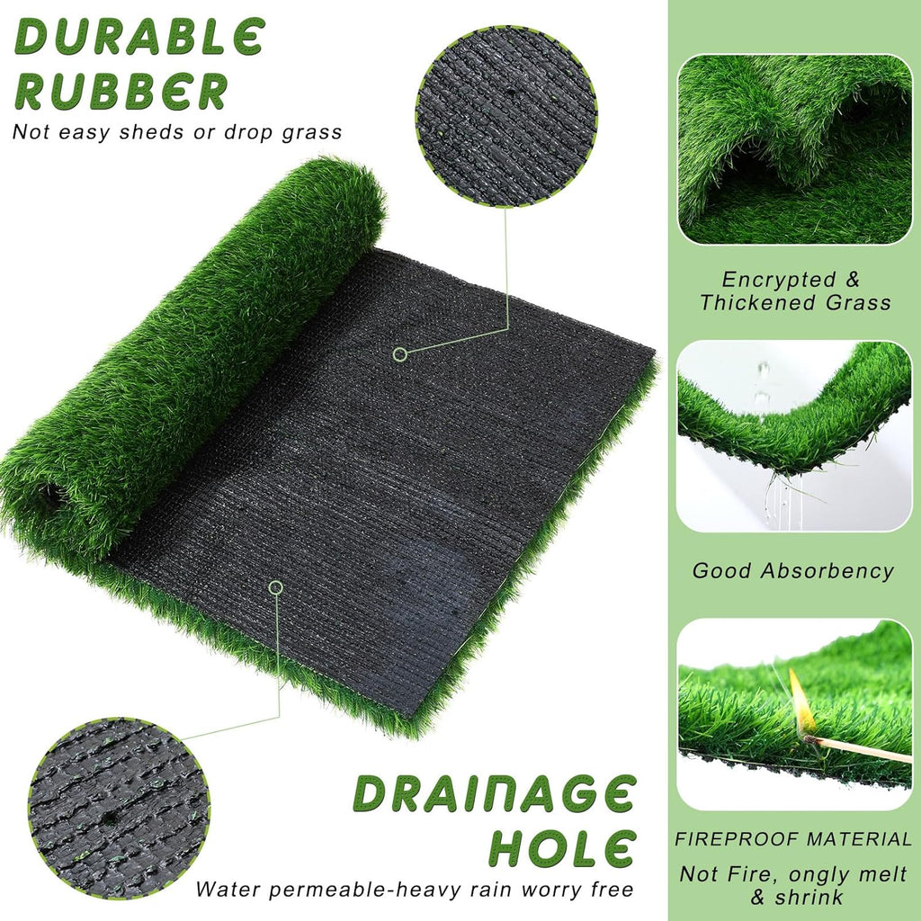 2 Pcs Artificial Grass, 52" x 26" x 1.57" Dog Pee Pads, Large Dog Potty Training Rug with Drainage Holes N3864