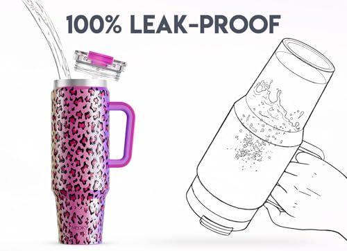 40 oz Insulated Stainless Steel Tumbler with Handle and Straw C97796