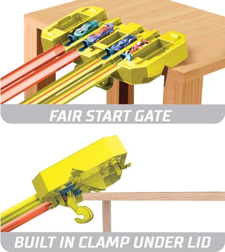 Multi-Lane Speed Box Toy Car Track Builder Playset with 18 Component Parts & 2 1:64 Scale Vehicles J62470