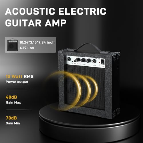 Black Full-Size Acoustic Electric Guitar with Amp P20702