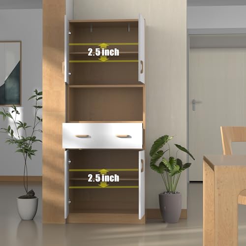 70" Tall Wooden Kitchen Pantry Cabinet with Doors and Drawer S2762