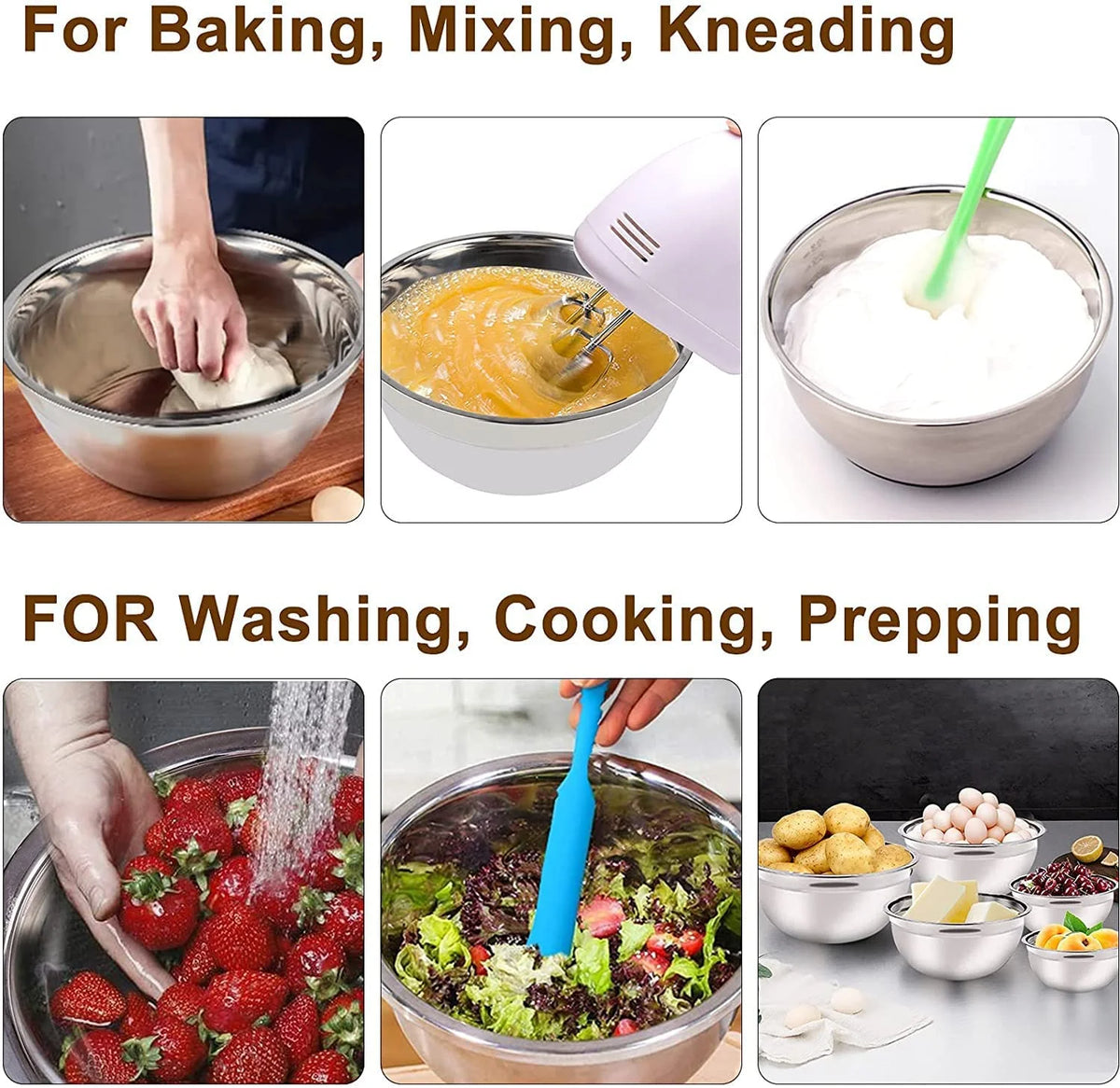 Electric Hand Mixer with Silver Nesting Stainless Steel Mixing Bowl, Measuring Cups and Spoons Whisk Blender V246