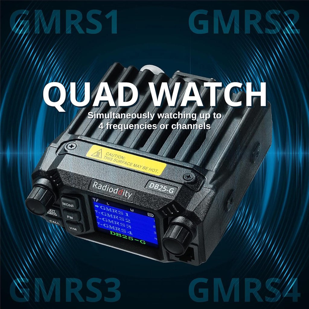 GMRS Mobile Radio, 25 Watts, Dual Band Scanning Receiver E73794