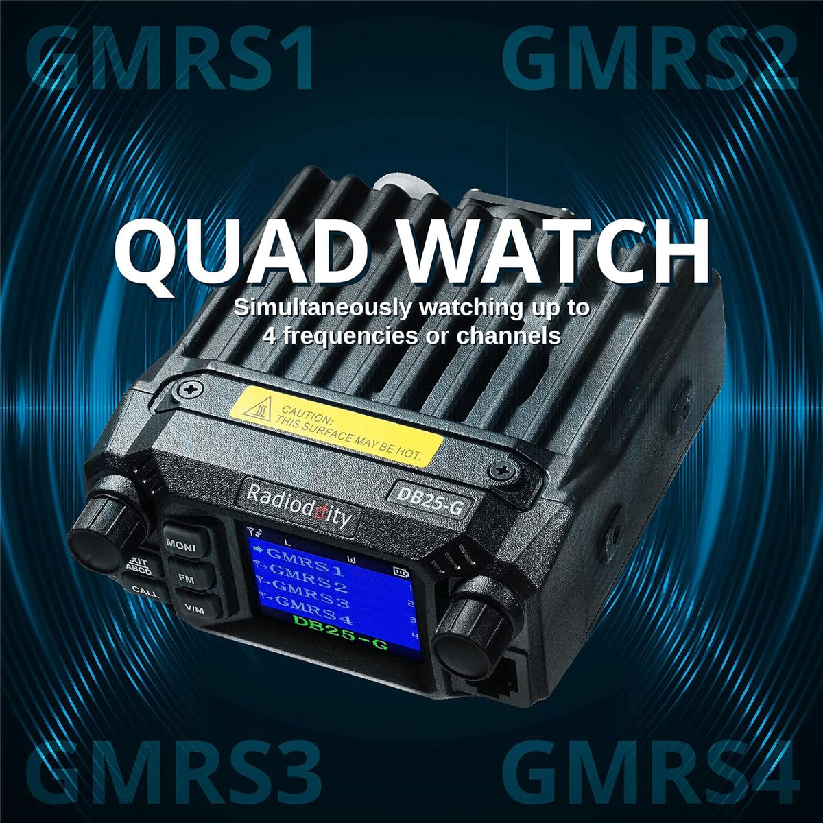 GMRS Mobile Radio, 25 Watts, Dual Band Scanning Receiver E73794