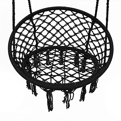 Black Macrame Hanging Swing Chair Set of 2 I24440