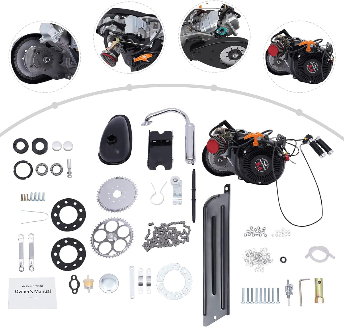 100cc 4-Stroke Gasoline Engine Kit Air-Cooled Motor Chain Drive M852818