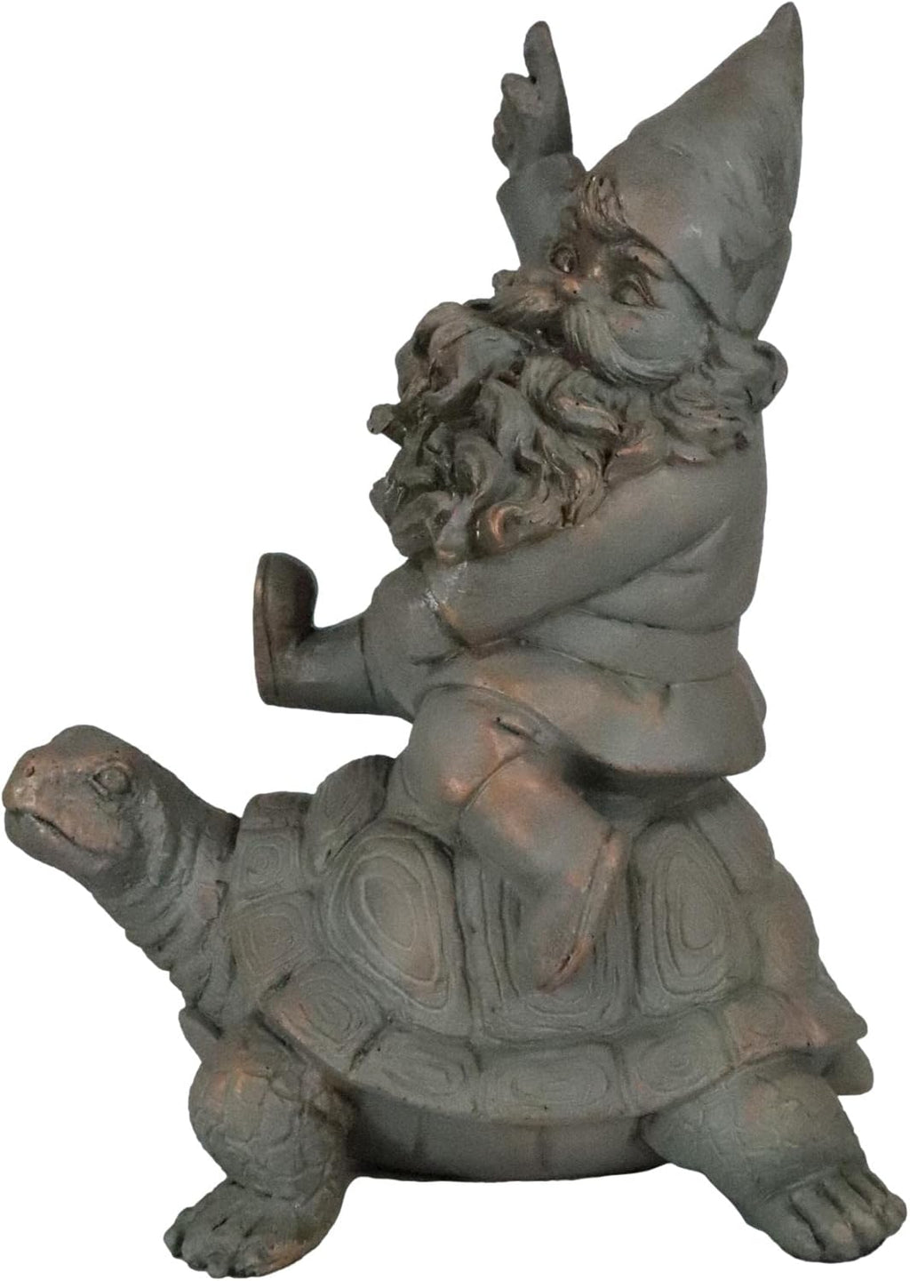 Mr Gnome Sitting On Wild Rodeo Giant Tortoise Figurine D366