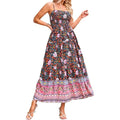 Colorful Graphic Maxi A Line Swing Long Cami Dress T5167