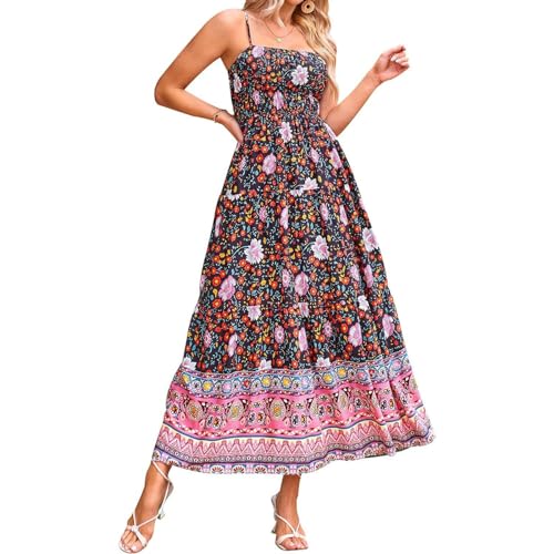 Colorful Graphic Maxi A Line Swing Long Cami Dress T5167