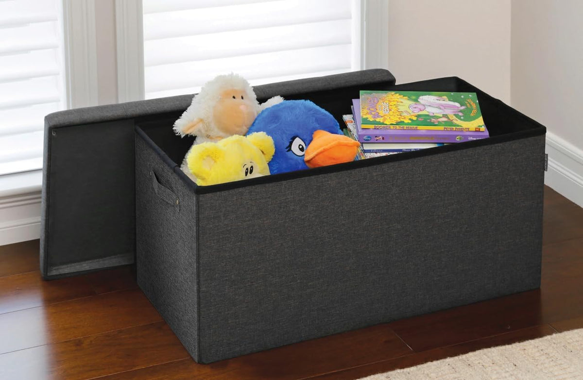 Foldable Tufted Storage Bench Ottoman, Gray R5724