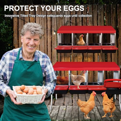 4 Compartment Heavy Duty Chicken Nesting Boxes with Perch O8754