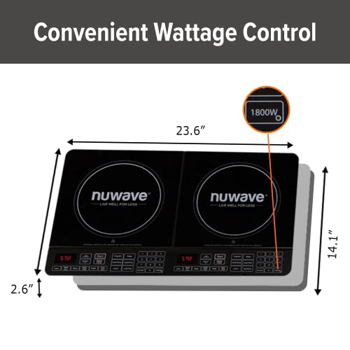Double Induction Cooktop, 1800W, 2 Large 8” Heating Coils, Independent Controls, 94 Temp Settings, Ceramic Glass Surface Z8770