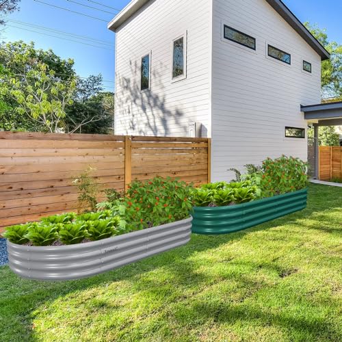 Gray Galvanized Raised Garden Bed Kit J552443