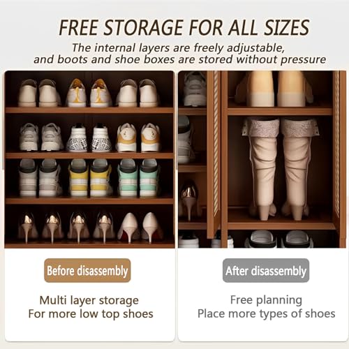 Bamboo 8 Tier Shoe Storage Cabinet with Doors and Drawers P635935