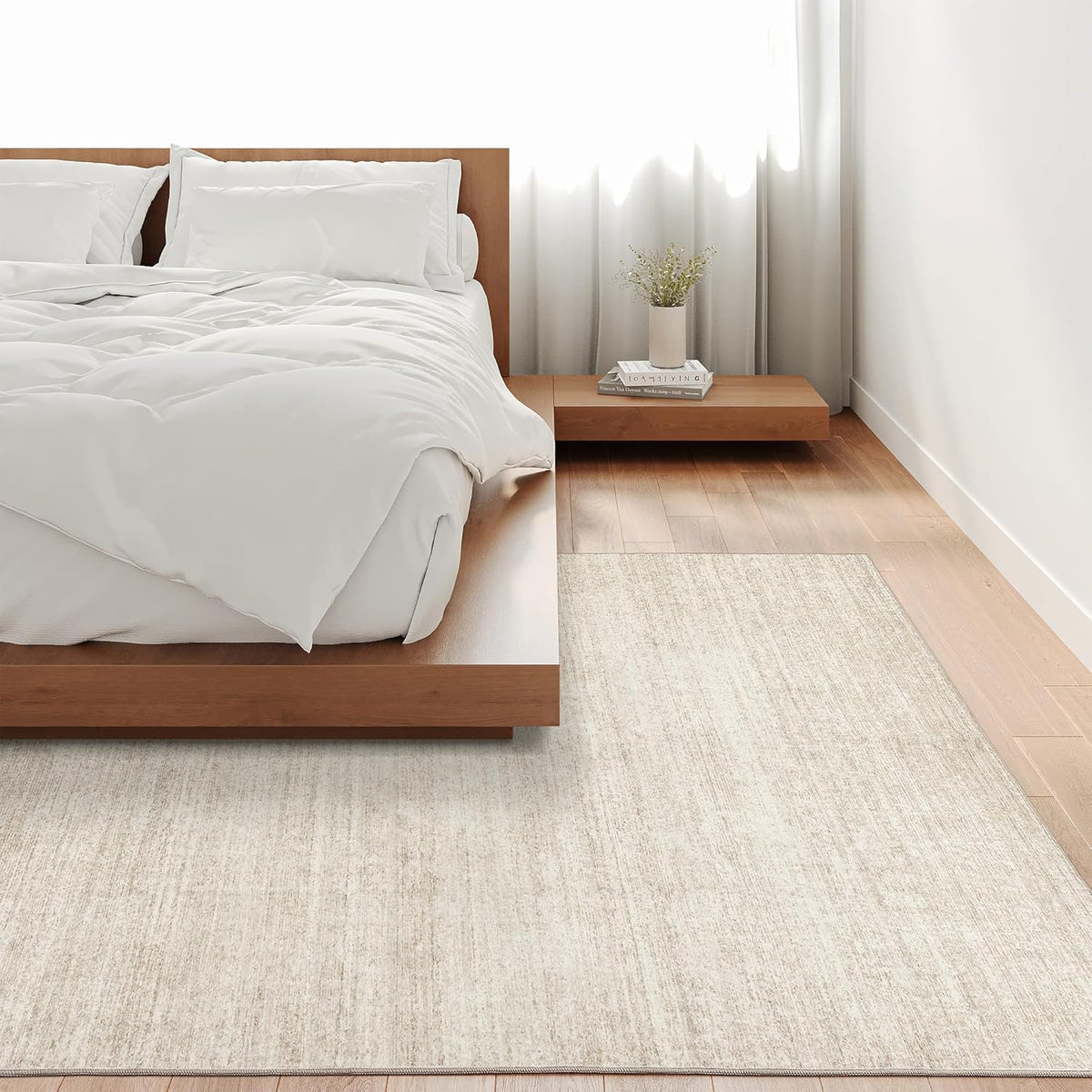 Washable 5x7 Beige Area Rug K1063