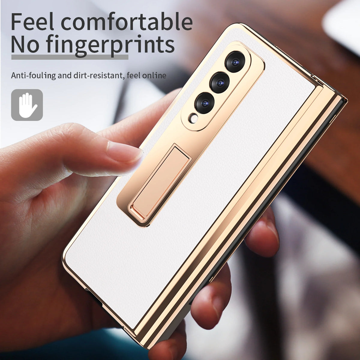 White PC + PU Leather Phone Case for Samsung Z Fold 3 5G M214681