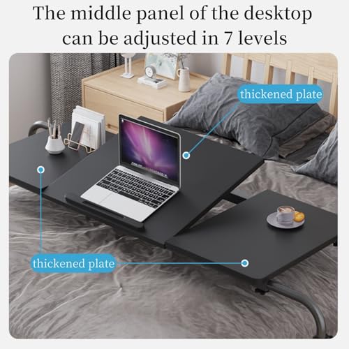 Adjustable Height Black Overbed Table with Wheels O3941