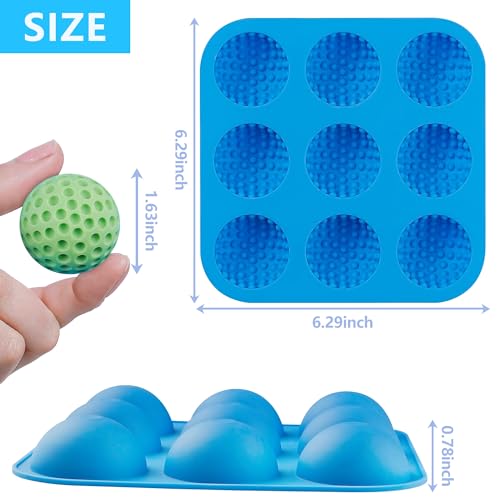 9-Cavity 3D Golf Ball Silicone Molds with Lid N4552