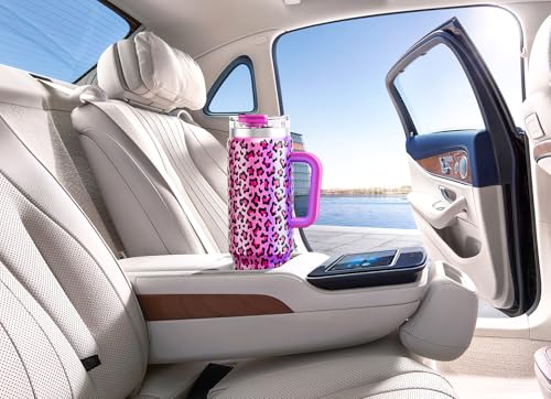 40 oz Insulated Stainless Steel Tumbler with Handle and Straw C97796