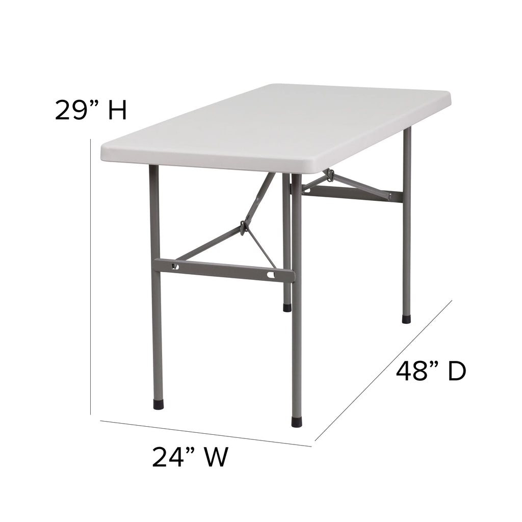 4-Foot Granite White Plastic Folding Table V8282