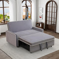 Grey 3 in 1 Convertible Sleeper Sofa with Pullout Bed Flannel 2 Seater Futon Loveseat Couch Bed F217160