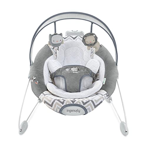 Automatic Baby Bouncer Seat with White Noise, Music, Toy Bar & 2 Plush Infant Toys, Up to 20 lbs I88321
