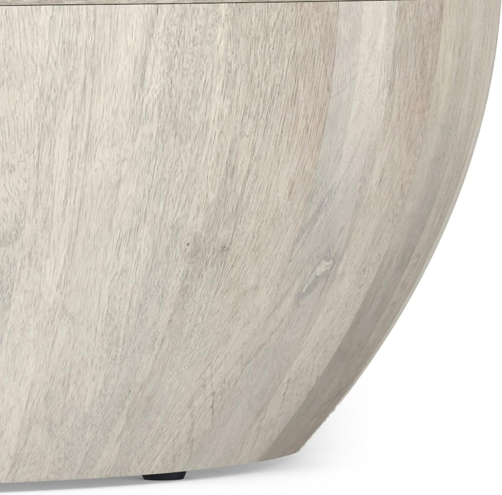 White Wash Drum Coffee Table D627
