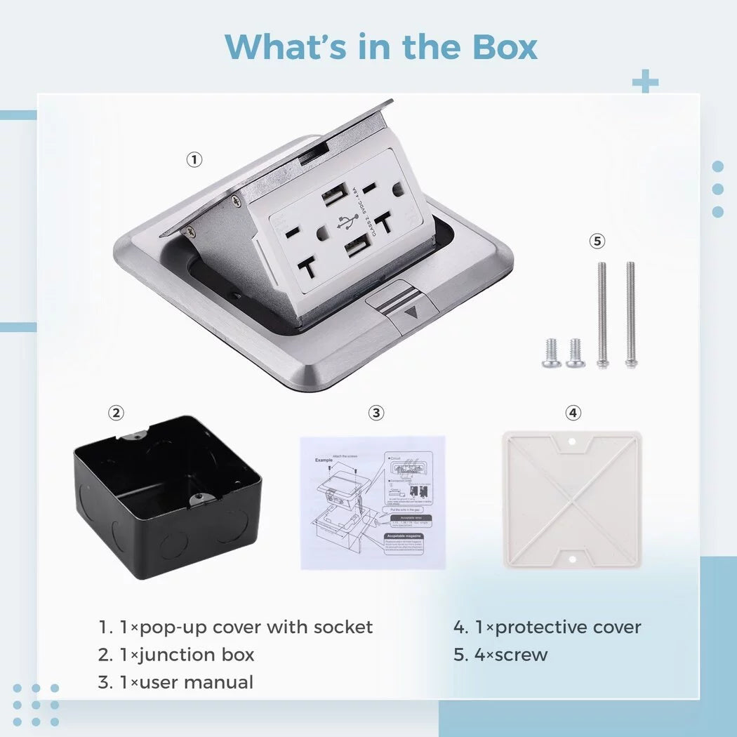 Waterproof Electrical Recessed Outlet Box with 20A Tamper-Resistant Receptacle & 4.8A USB Chargers N185