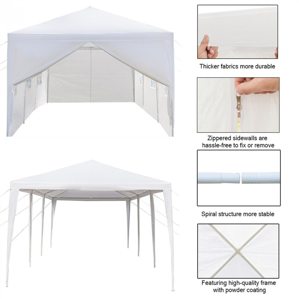 30'x 10' Outdoor Party Tent Waterproof White Canopy with Sidewalls N646205