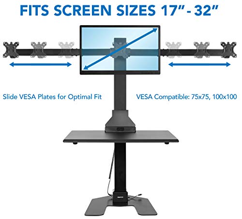 Triple Monitor Electric Standing Desk Converter with 3 Mounts for Screens up to 32" Q275
