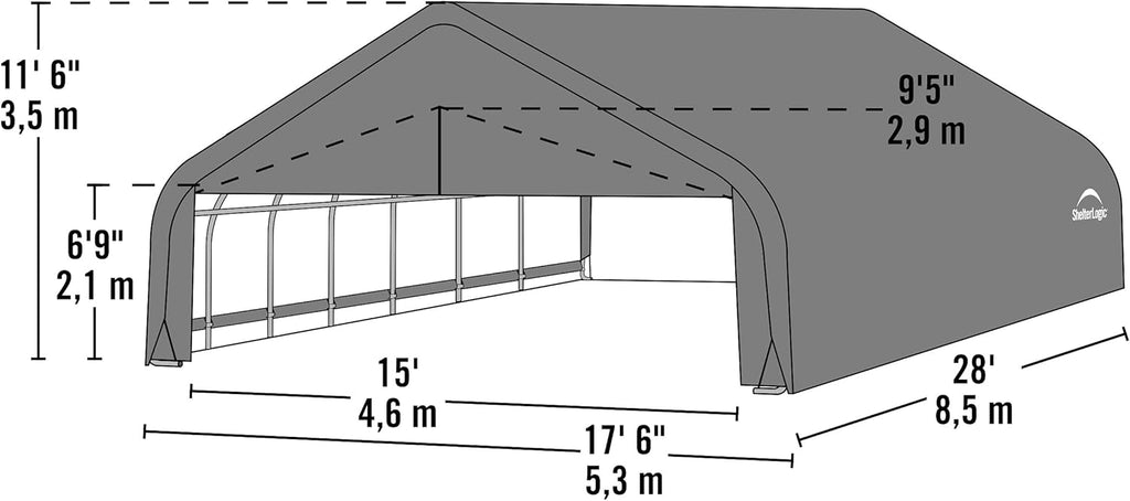 Grey 18'x28'x12' Peak Style Shelter U1648
