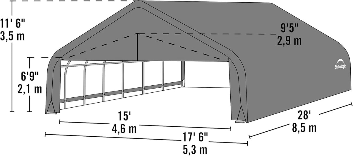 Grey 18'x28'x12' Peak Style Shelter U1648