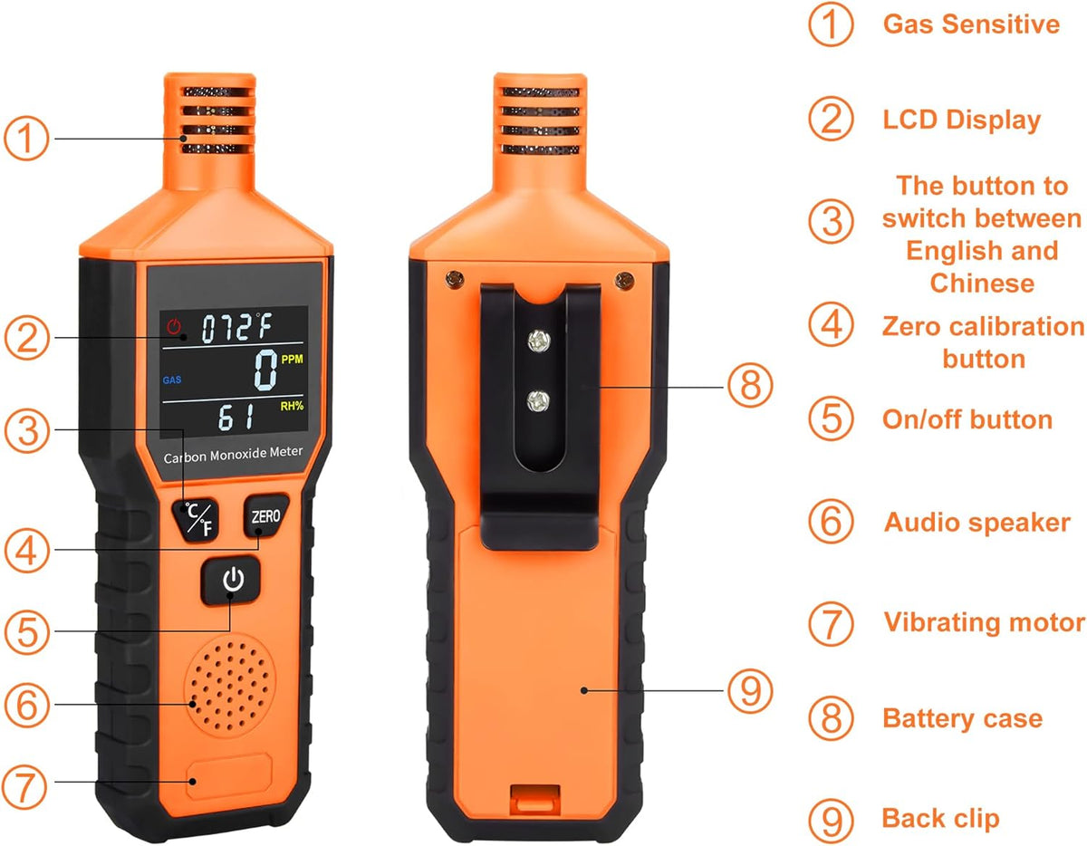 Portable Carbon Monoxide Detector Battery Powered Handheld Meter B51869